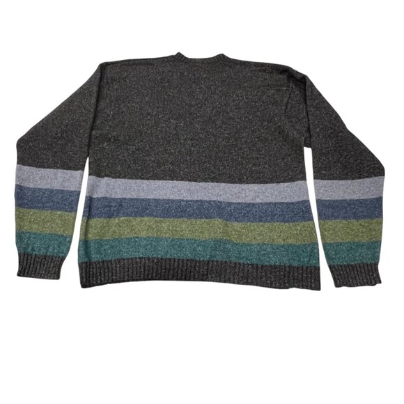 J Crew Vintage Wool Linen Striped V-neck Sweater, Gray, XL - Picture 7 of 8